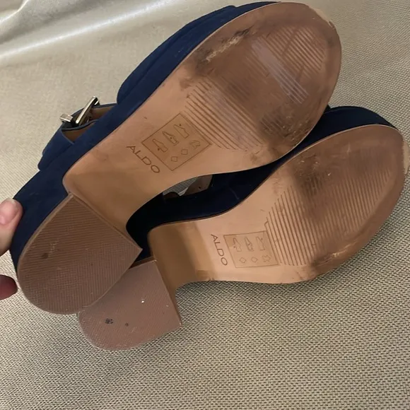 Aldo Blue Suede Platform Sandals Size 7 eu 37.5