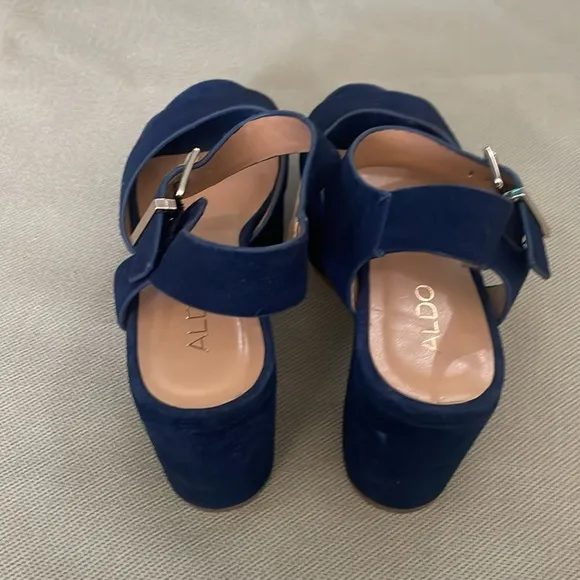 Aldo Blue Suede Platform Sandals Size 7 eu 37.5