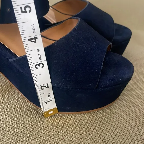 Aldo Blue Suede Platform Sandals Size 7 eu 37.5
