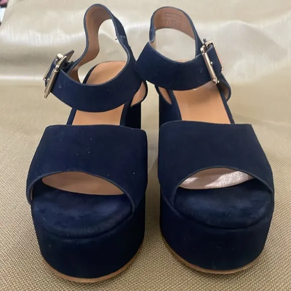 Aldo Blue Suede Platform Sandals Size 7 eu 37.5