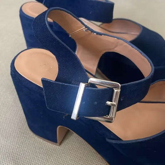 Aldo Blue Suede Platform Sandals Size 7 eu 37.5