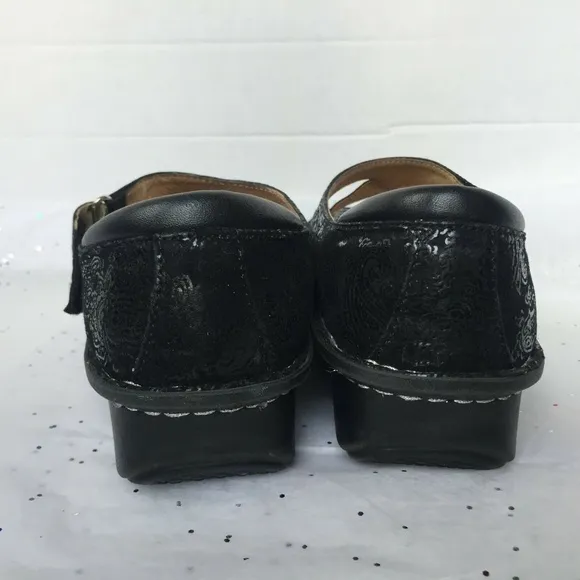 Alegria Black Paisley Embossed Mary Jane Platform Shoe - Size 41 US 9.5 - 10
