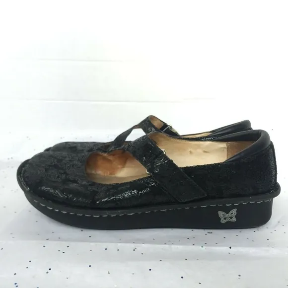 Alegria Black Paisley Embossed Mary Jane Platform Shoe - Size 41 US 9.5 - 10