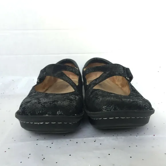 Alegria Black Paisley Embossed Mary Jane Platform Shoe - Size 41 US 9.5 - 10