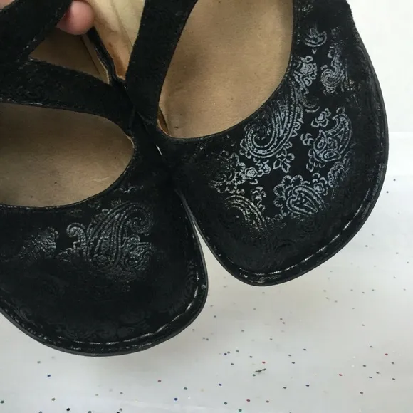 Alegria Black Paisley Embossed Mary Jane Platform Shoe - Size 41 US 9.5 - 10