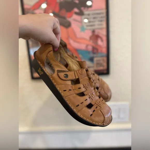 Alegria Pesca Leather Sandals Women’s 9.5 Style PES-647 Boho Cognac