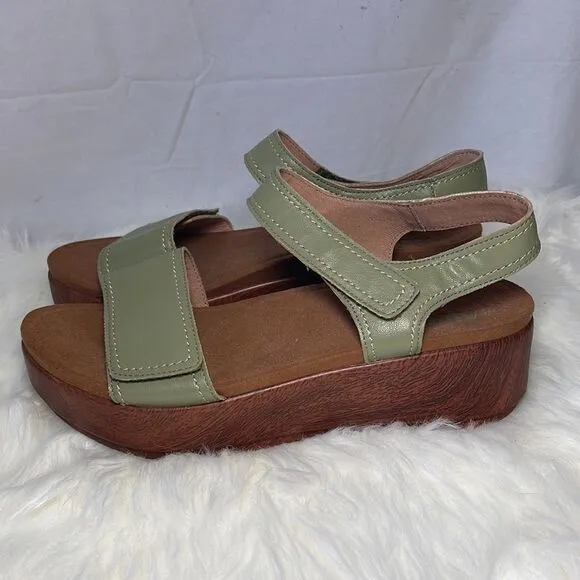 Alegria Tamsyn Sage Leather Strappy Platform Sandals Sz 41/11