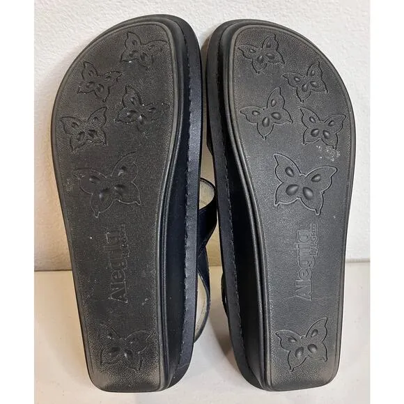 Alegria Verona Black Nappa Leather Comfort Strappy Sandal Women EU 39 / US 8-8.5