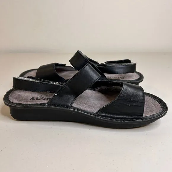 Alegria Verona Black Nappa Leather Comfort Strappy Sandal Women EU 39 / US 8-8.5