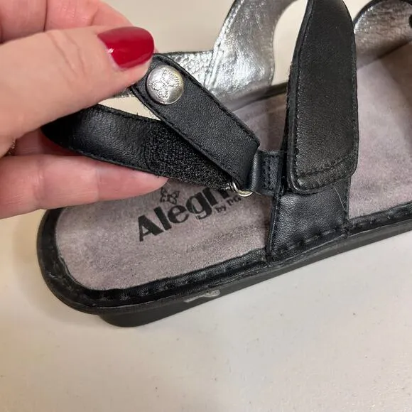 Alegria Verona Black Nappa Leather Comfort Strappy Sandal Women EU 39 / US 8-8.5
