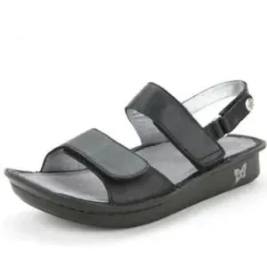 Alegria Verona Black Nappa Leather Comfort Strappy Sandal Women EU 39 / US 8-8.5