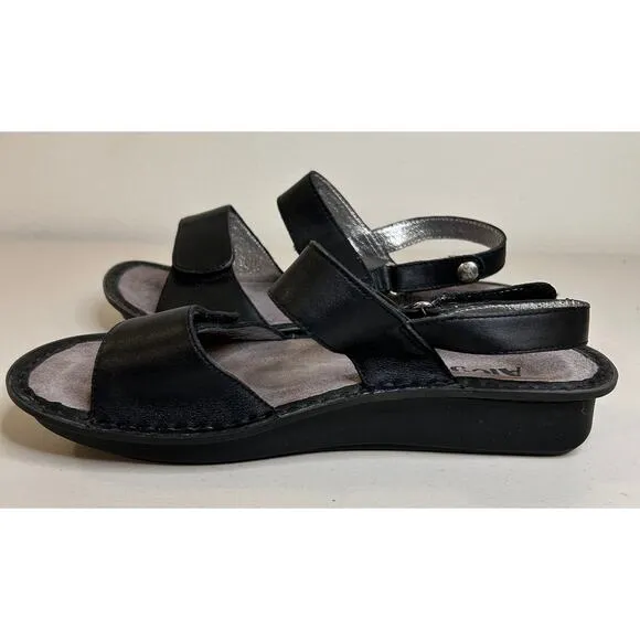 Alegria Verona Black Nappa Leather Comfort Strappy Sandal Women EU 39 / US 8-8.5