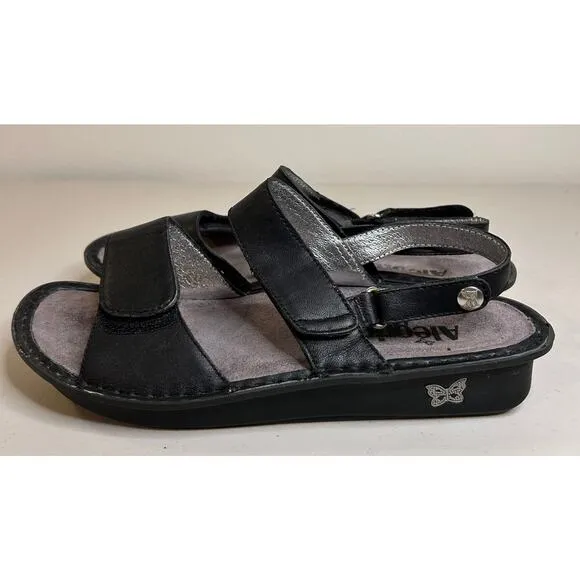 Alegria Verona Black Nappa Leather Comfort Strappy Sandal Women EU 39 / US 8-8.5