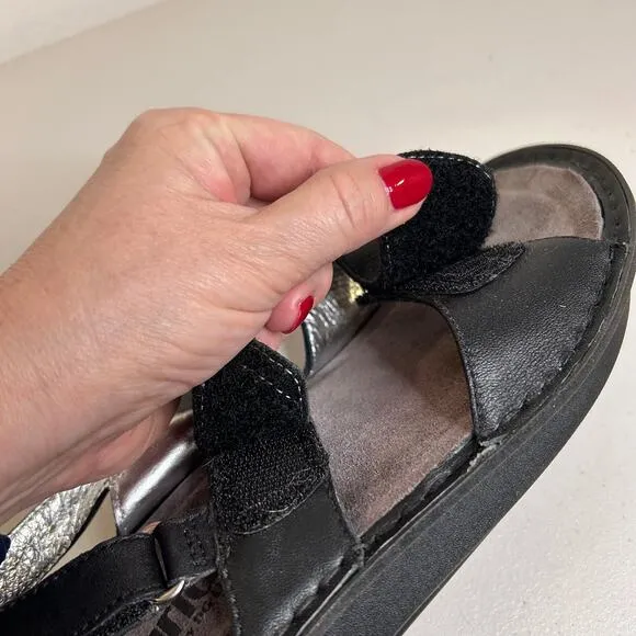 Alegria Verona Black Nappa Leather Comfort Strappy Sandal Women EU 39 / US 8-8.5