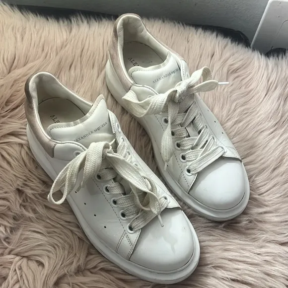 Alexander McQueen White Sneakers White Leather &amp; Patchouli Suede size 9.5