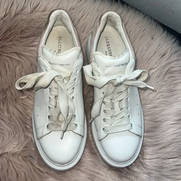 Alexander McQueen White Sneakers White Leather &amp; Patchouli Suede size 9.5