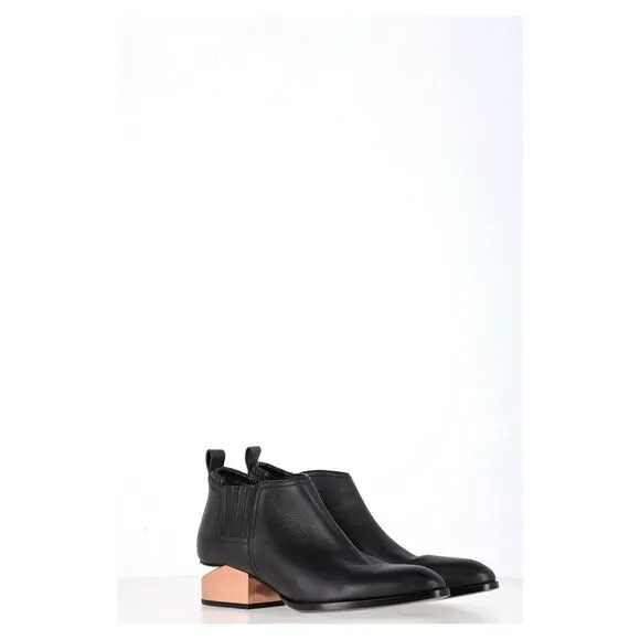 Alexander Wang Kori Cut-Out Ankle Boots in Black Leather