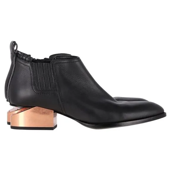 Alexander Wang Kori Cut-Out Ankle Boots in Black Leather