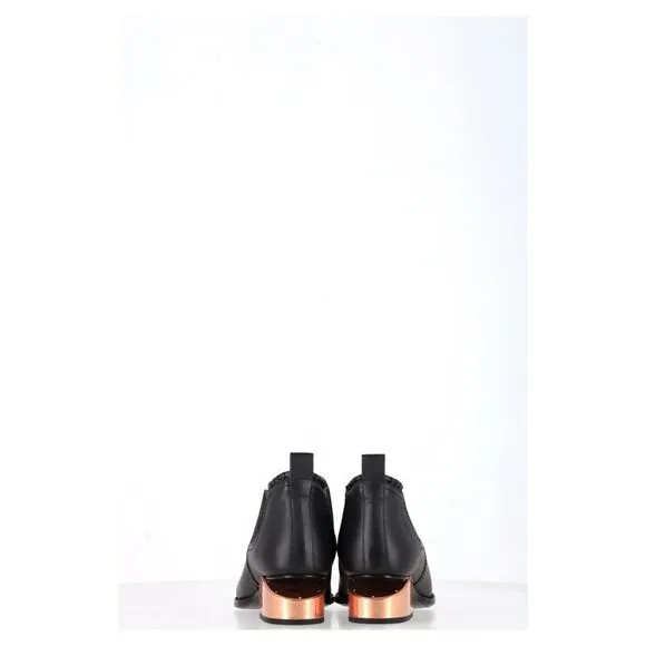 Alexander Wang Kori Cut-Out Ankle Boots in Black Leather