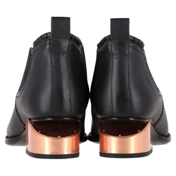 Alexander Wang Kori Cut-Out Ankle Boots in Black Leather
