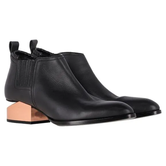 Alexander Wang Kori Cut-Out Ankle Boots in Black Leather