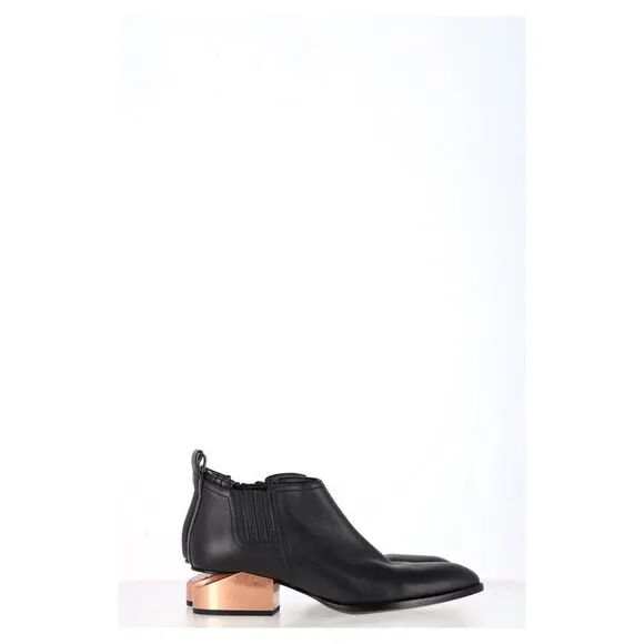 Alexander Wang Kori Cut-Out Ankle Boots in Black Leather