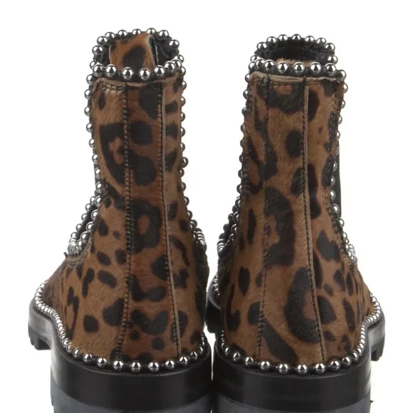 Alexander Wang Leopard Print Studded Ankle Boots