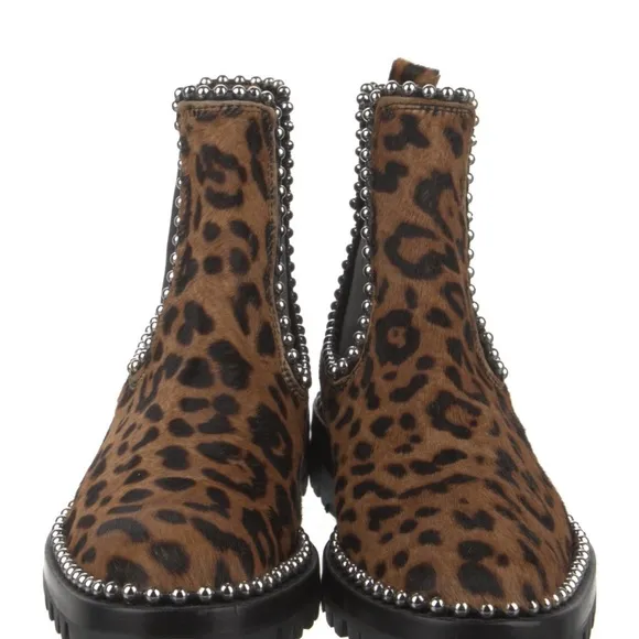 Alexander Wang Leopard Print Studded Ankle Boots