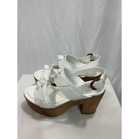 Alexandre Birman 'Clarita' White Slingback Platform Wedge Sandals Size 6.5