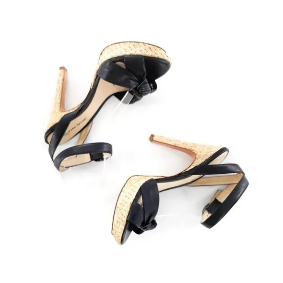 ALEXANDRE BIRMAN NWOB Black Leather Ankle Strap Platform Sandals Heels