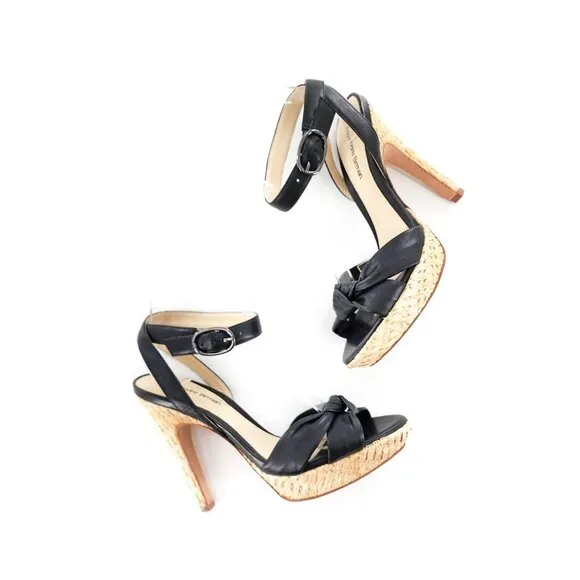 ALEXANDRE BIRMAN NWOB Black Leather Ankle Strap Platform Sandals Heels