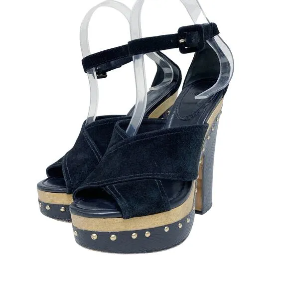 Alexandre Birman Womens Size 7.5 Peggy Suede Watersnake Platform Clog Sandals