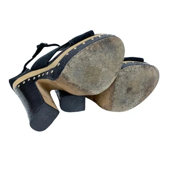 Alexandre Birman Womens Size 7.5 Peggy Suede Watersnake Platform Clog Sandals