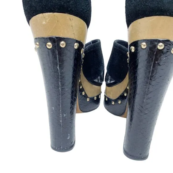 Alexandre Birman Womens Size 7.5 Peggy Suede Watersnake Platform Clog Sandals