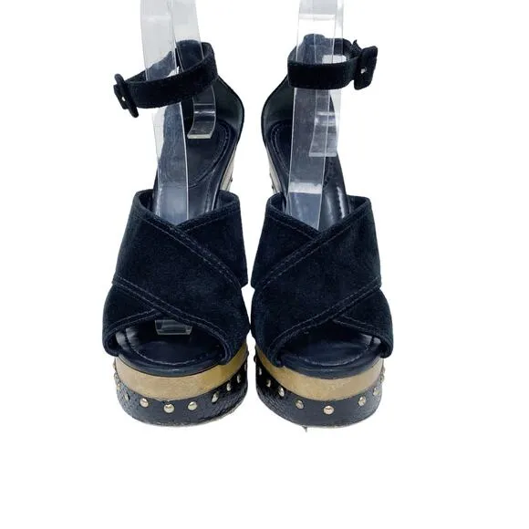 Alexandre Birman Womens Size 7.5 Peggy Suede Watersnake Platform Clog Sandals