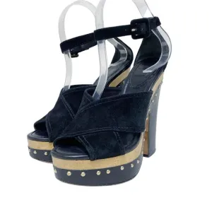 Alexandre Birman Womens Size 7.5 Peggy Suede Watersnake Platform Clog Sandals