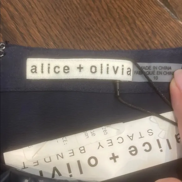 Alice   Olivia | Elana Vegan Leather Mini Skirt in Navy
