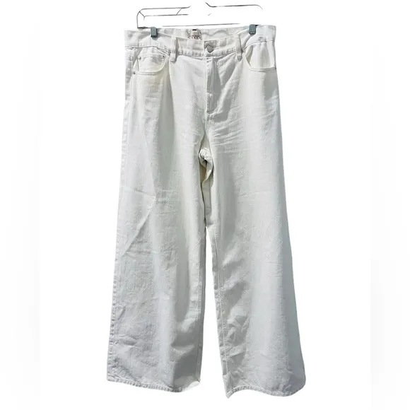 Alice   Olivia NWOT Off White Wide Leg Denim Jeans Size 32 Women's High Rise