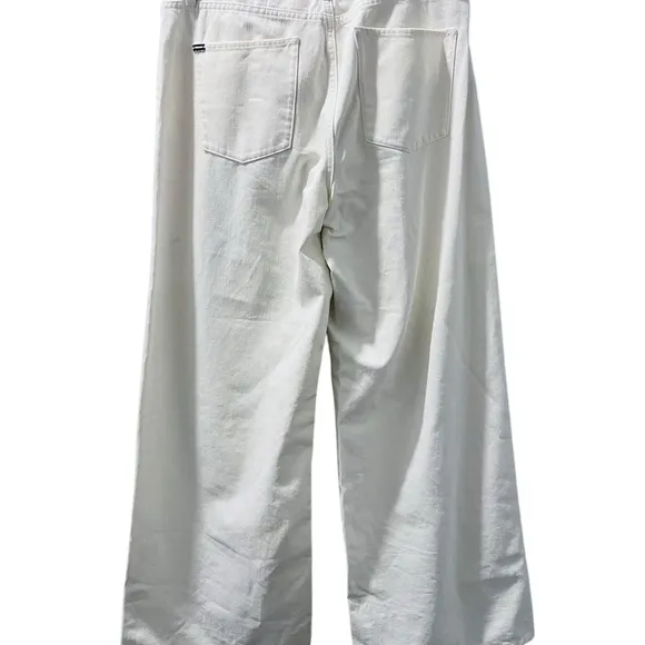 Alice   Olivia NWOT Off White Wide Leg Denim Jeans Size 32 Women's High Rise