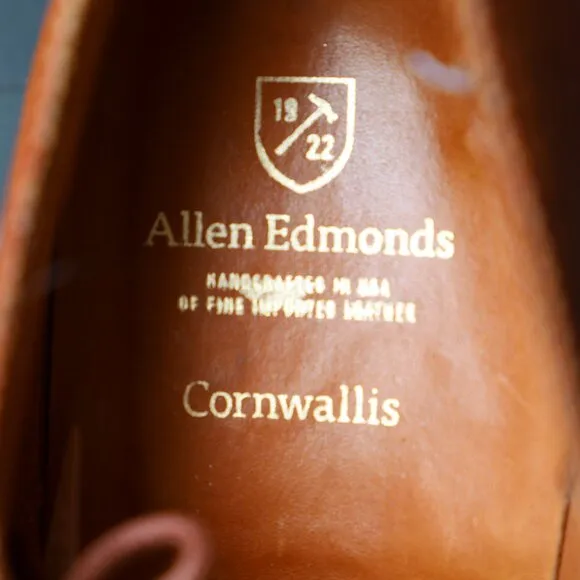 Allen Edmonds 10.5-D Cornwallis Brown Leather Oxford Dress Shoes