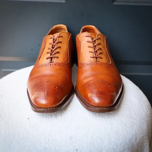 Allen Edmonds 10.5-D Cornwallis Brown Leather Oxford Dress Shoes