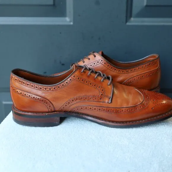 Allen Edmonds 10.5-D Lombard Brown Wingtip Derby Mens Dress Shoes
