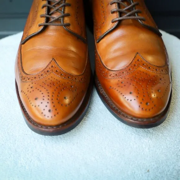 Allen Edmonds 10.5-D Lombard Brown Wingtip Derby Mens Dress Shoes