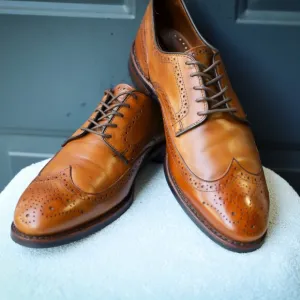 Allen Edmonds 10.5-D Lombard Brown Wingtip Derby Mens Dress Shoes