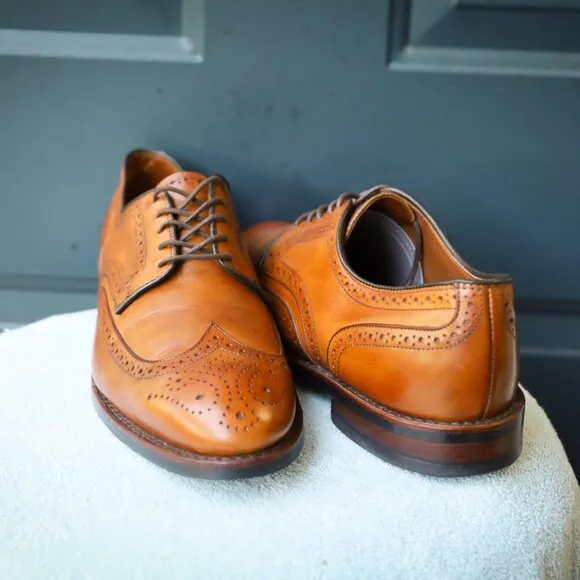 Allen Edmonds 10.5-D Lombard Brown Wingtip Derby Mens Dress Shoes