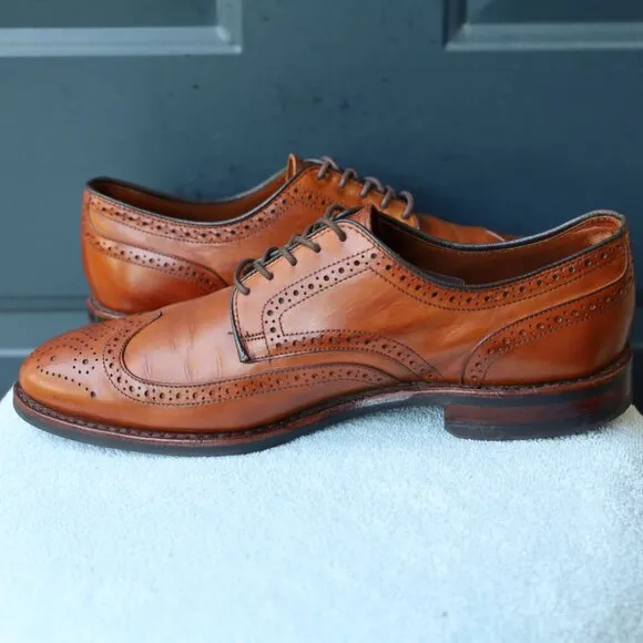 Allen Edmonds 10.5-D Lombard Brown Wingtip Derby Mens Dress Shoes