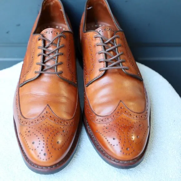 Allen Edmonds 10.5-D Lombard Brown Wingtip Derby Mens Dress Shoes