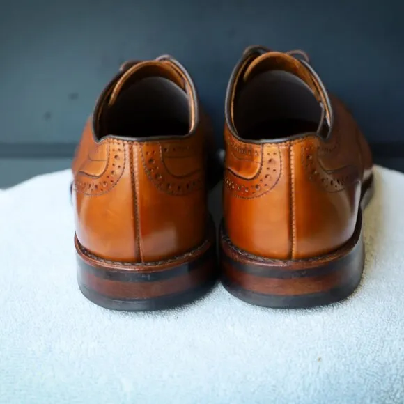Allen Edmonds 10.5-D Lombard Brown Wingtip Derby Mens Dress Shoes