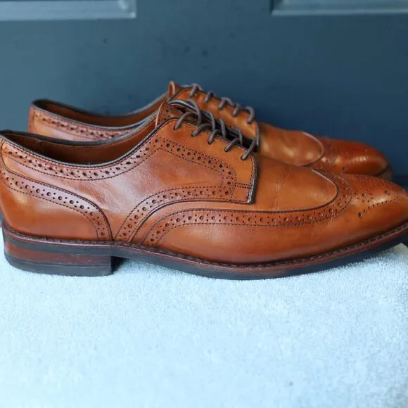 Allen Edmonds 10.5-D Lombard Brown Wingtip Derby Mens Dress Shoes