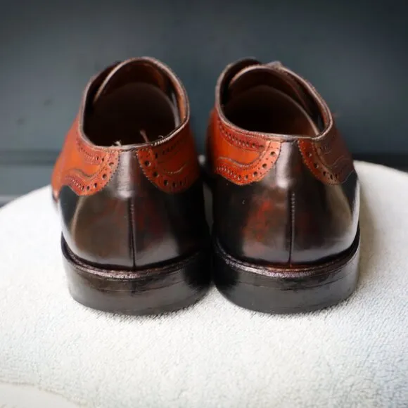 Allen Edmonds 10.5-D Sanford Black and Brown Mens Cap Toe Derby Dress Shoes